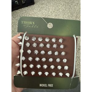 Thorn & Fable brown/silver stud bracelet Nickel free